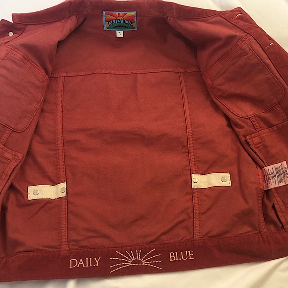 NWT Daily Blue By AG  Flacky Stretch Velveteen Collar Jacket In Ruby Size Small - Picture 6 of 11